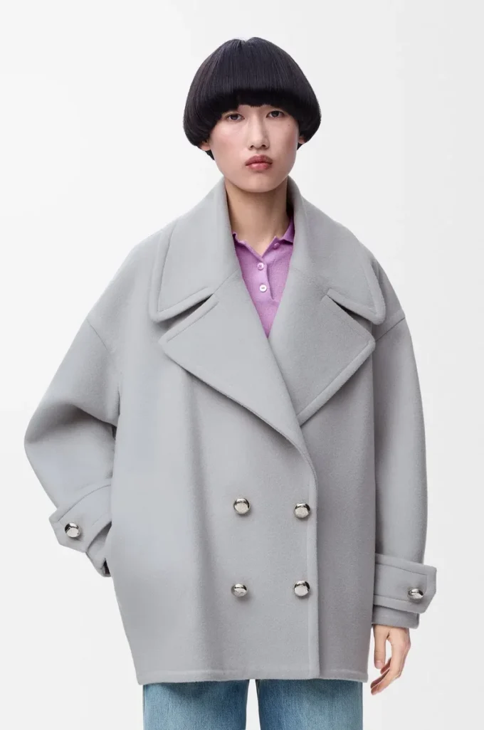 Pebble peacoat i ull Grå Pebble peacoat i ull Grå