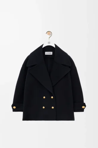 Pebble peacoat i ull, midnattsblå