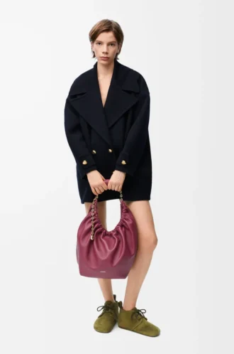 Pebble peacoat i ull, midnattsblå