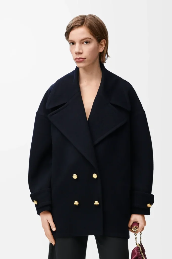 Pebble peacoat i ull, midnattsblå Pebble peacoat i ull, midnattsblå
