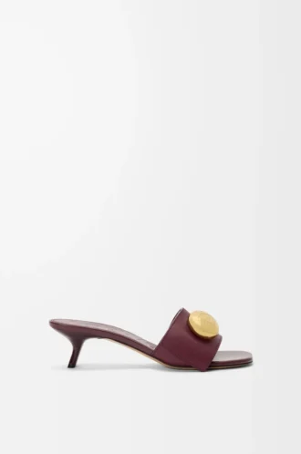 Pebble-sandaler i mjukt kalvskinn, burgundy