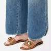 Pebble-sandaler i mjukt kalvskinn, ek Pebble-sandaler i mjukt kalvskinn, ek