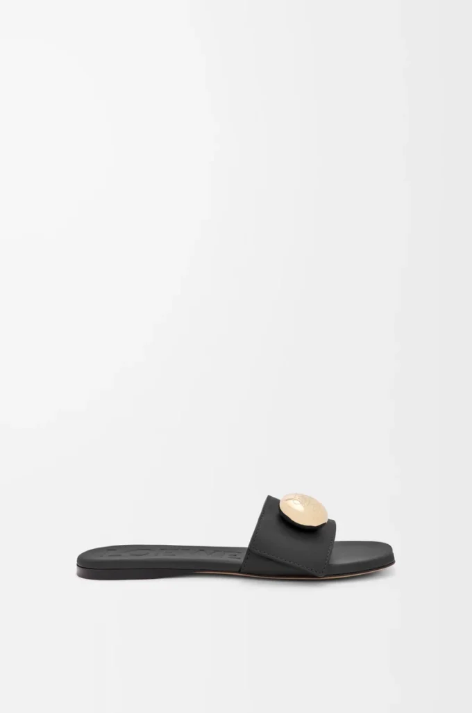 Pebble-sandaler i mjukt kalvskinn, svarta Pebble-sandaler i mjukt kalvskinn, svarta