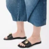 Pebble-sandaler i mjukt kalvskinn, svarta Pebble-sandaler i mjukt kalvskinn, svarta