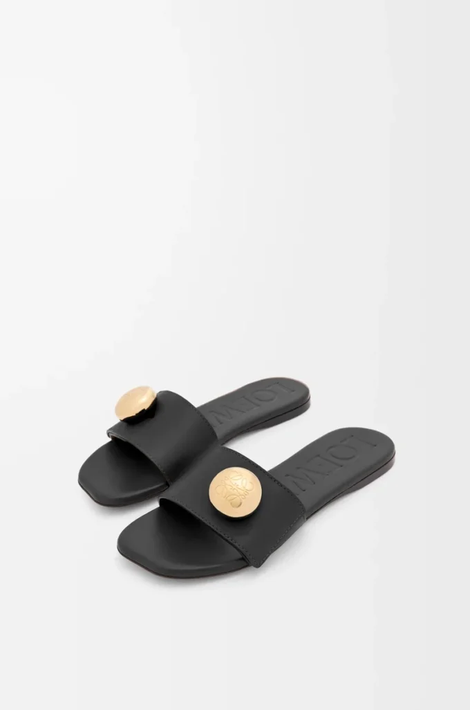 Pebble-sandaler i mjukt kalvskinn, svarta Pebble-sandaler i mjukt kalvskinn, svarta