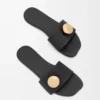 Pebble-sandaler i mjukt kalvskinn, svarta Pebble-sandaler i mjukt kalvskinn, svarta
