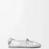 Pebble Soft ballerina i laminerat nappa-lammskinn Silver