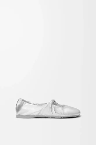 Pebble Soft ballerina i laminerat nappa-lammskinn Silver