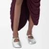 Pebble Soft ballerina i laminerat nappa-lammskinn Silver