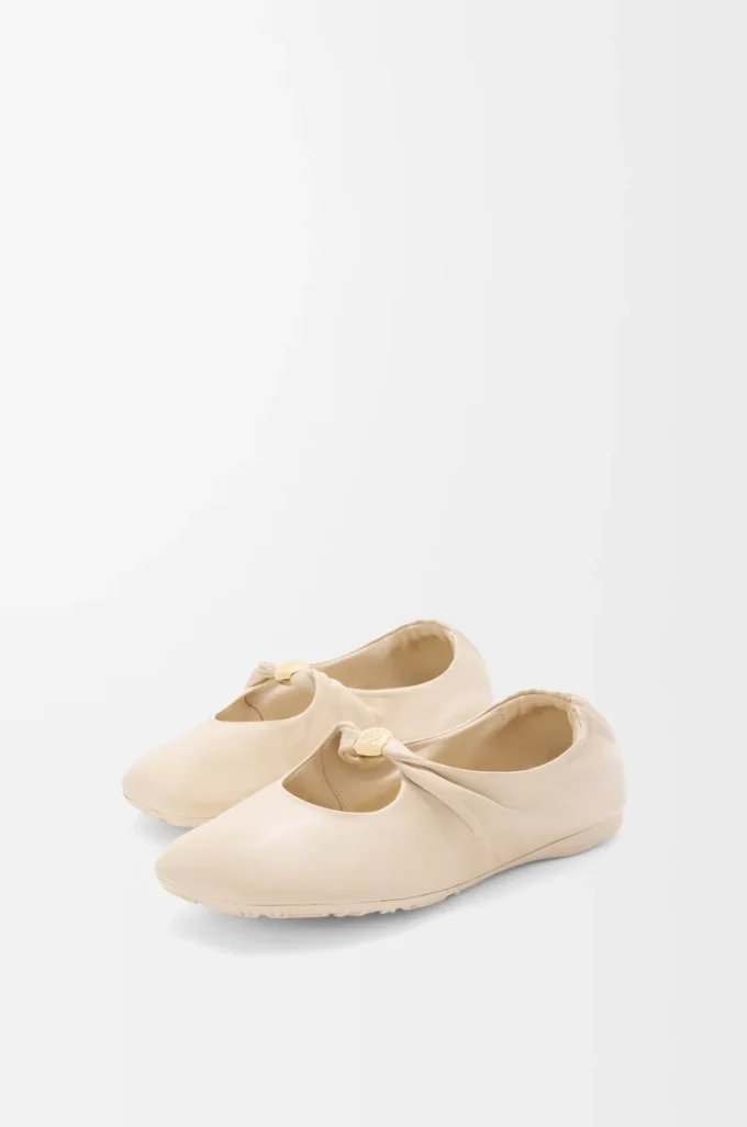 Pebble Soft ballerina i nappa lammskinn Dough