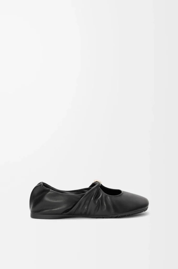 Pebble Soft ballerina i nappa lammskinn Svart