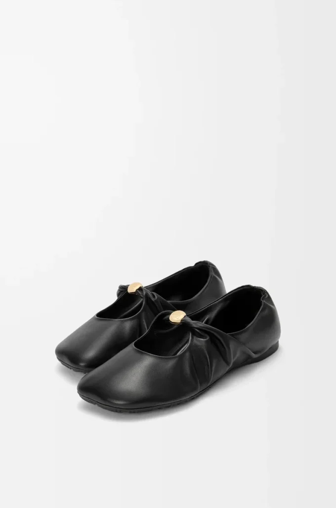 Pebble Soft ballerina i nappa lammskinn Svart