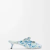 Pebble Soft-mule i tryckt nappa-lammsläd Soft White/Blue Pebble Soft-mule i tryckt nappa-lammsläd Soft White/Blue