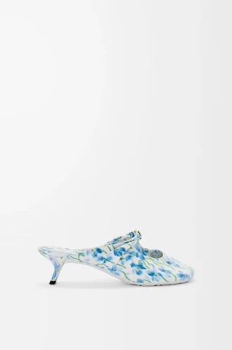 Pebble Soft-mule i tryckt nappa-lammsläd Soft White/Blue Pebble Soft-mule i tryckt nappa-lammsläd Soft White/Blue