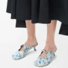 Pebble Soft-mule i tryckt nappa-lammsläd Soft White/Blue Pebble Soft-mule i tryckt nappa-lammsläd Soft White/Blue