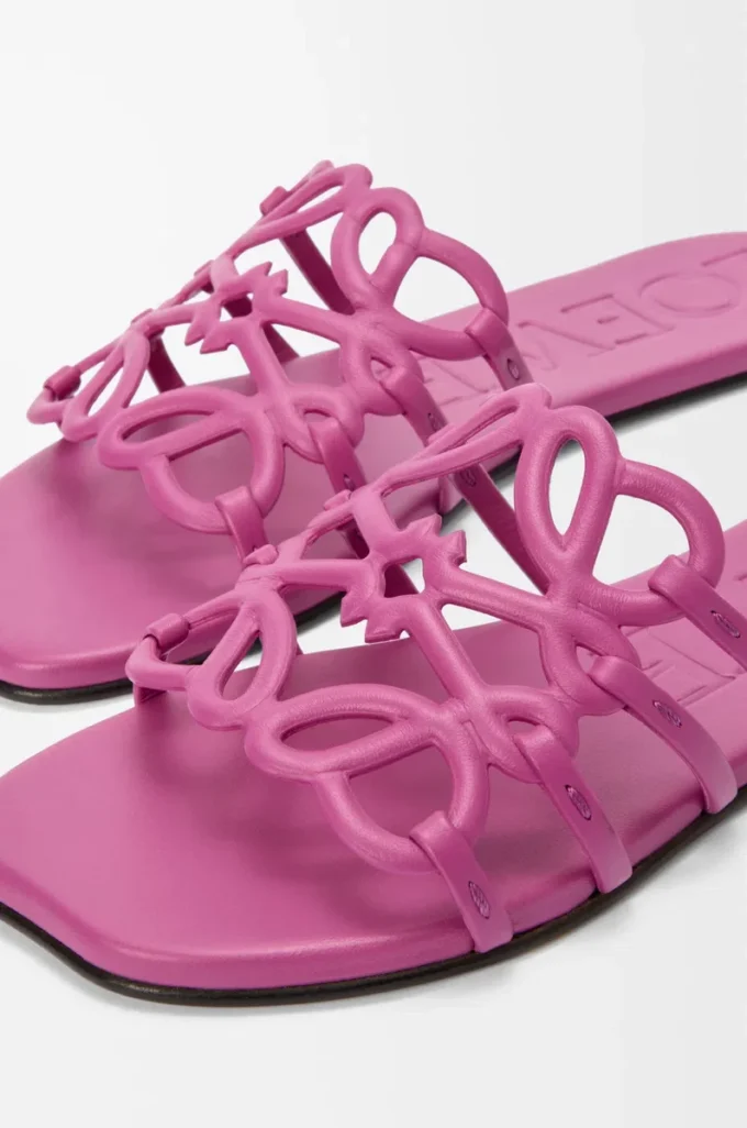 Petal Anagram-sandaler i mjukt kalvskinn, fuchsia