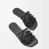Petal Anagram-sandaler i mjukt kalvskinn, svarta Petal Anagram-sandaler i mjukt kalvskinn, svarta