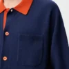 Polokofta i ull Marinblå/Orange Polokofta i ull Marinblå/Orange
