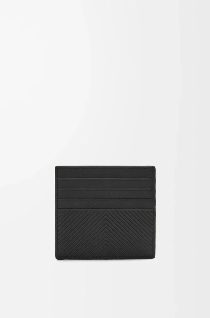 Öppen korthållare i texturerat klassiskt kalvskinn Black Öppen korthållare i texturerat klassiskt kalvskinn Black