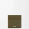 Öppen korthållare i texturerat klassiskt kalvskinn Dark Khaki Öppen korthållare i texturerat klassiskt kalvskinn Dark Khaki