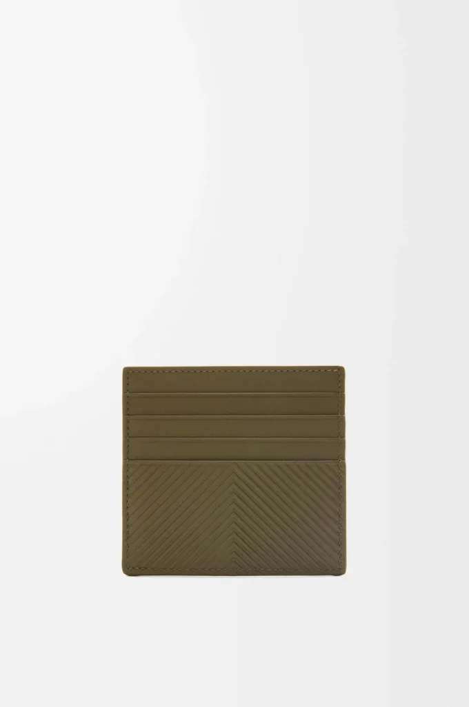 Öppen korthållare i texturerat klassiskt kalvskinn Dark Khaki Öppen korthållare i texturerat klassiskt kalvskinn Dark Khaki