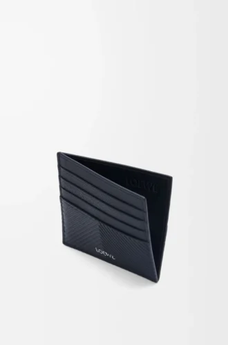 Öppen korthållare i texturerat klassiskt kalvskinn Deep Navy