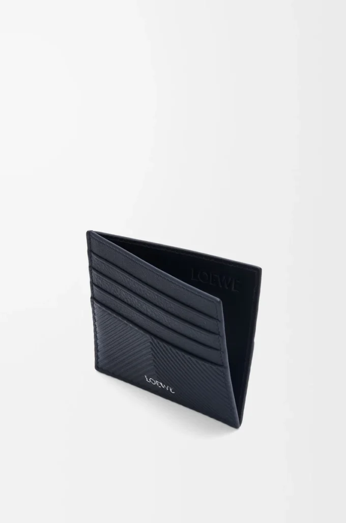 Öppen korthållare i texturerat klassiskt kalvskinn Deep Navy Öppen korthållare i texturerat klassiskt kalvskinn Deep Navy