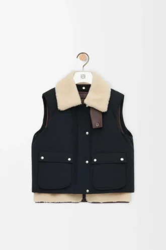 Pufferväst i shearling och bomullsblandning Svart
