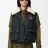 Pufferväst i shearling och bomullsblandning Svart Pufferväst i shearling och bomullsblandning Svart