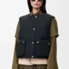 Pufferväst i shearling och bomullsblandning Svart Pufferväst i shearling och bomullsblandning Svart