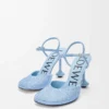 Pumps med ankelrem i rhinestone-dekorerat mocka Baby Blue Pumps med ankelrem i rhinestone-dekorerat mocka Baby Blue