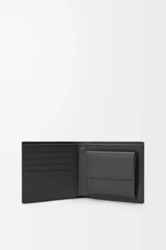 Puzzle bifold myntplånbok i klassiskt kalvskinn Asphalt Grey/Storm Blue