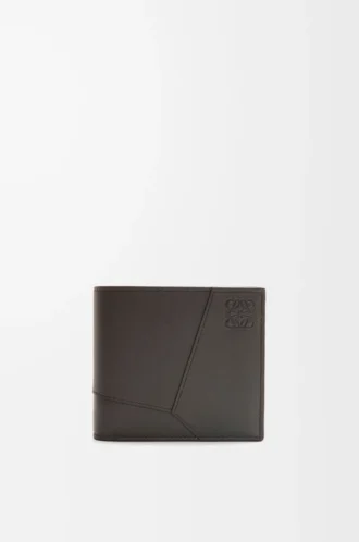 Puzzle bifold myntplånbok i klassiskt kalvskinn, mörkgrå