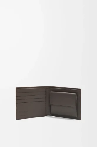 Puzzle bifold myntplånbok i klassiskt kalvskinn, mörkgrå