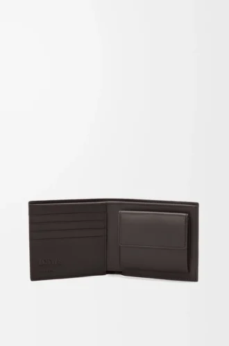 Puzzle bifold myntplånbok i klassiskt kalvskinn Oliv/Mörkbrun