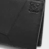 Puzzle bifold-myntplånbok i klassiskt kalvskinn Svart