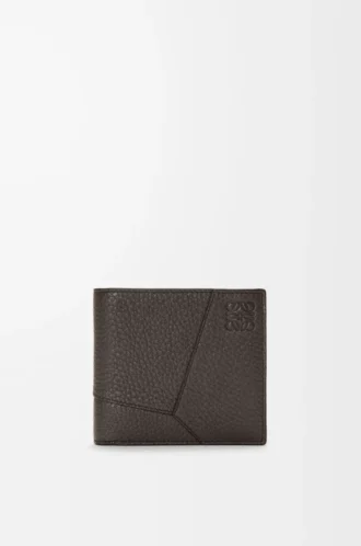 Puzzle bifold-myntplånbok i mjukt kornat kalvskinn Mörkgrå
