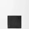 Puzzle bifold myntplånbok i mjukt kornat kalvskinn Svart