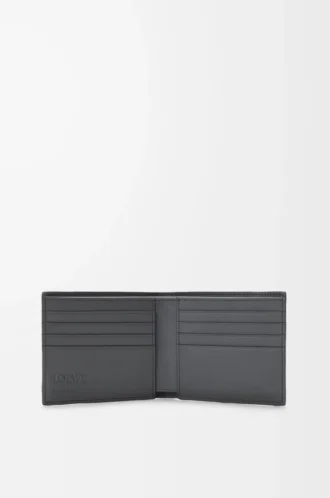 Puzzle bifold plånbok i klassiskt kalvskinn Asfaltgrå/Stormblå