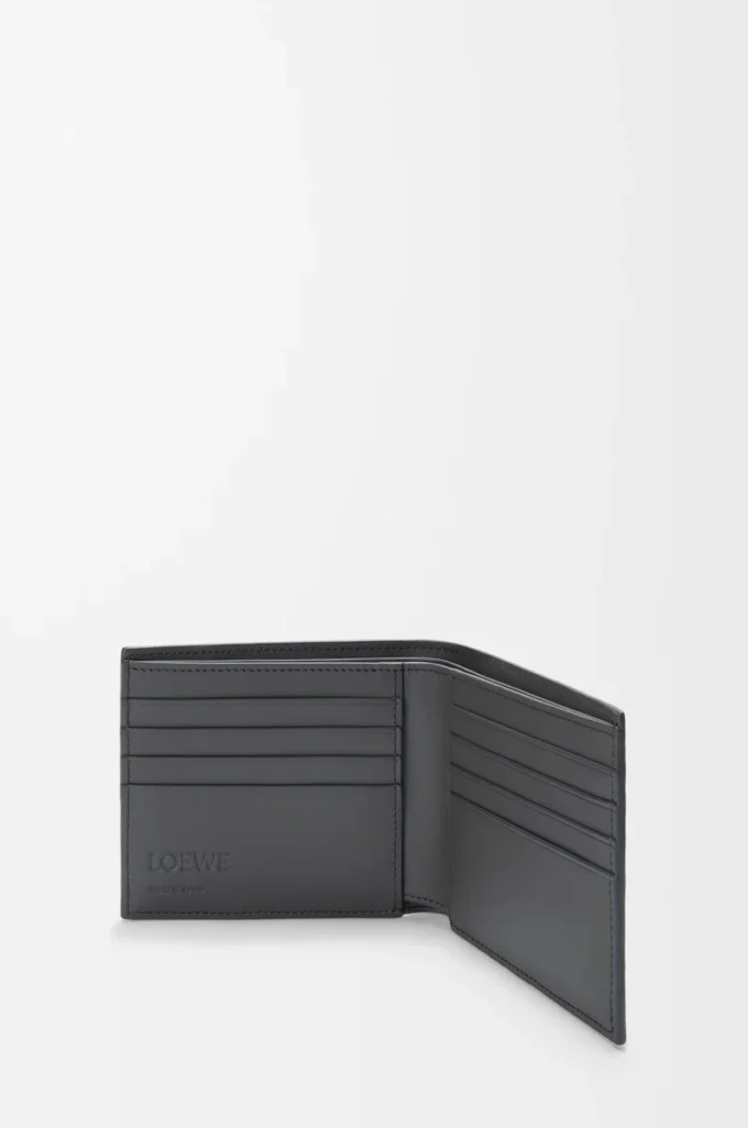 Puzzle bifold plånbok i klassiskt kalvskinn Asfaltgrå/Stormblå