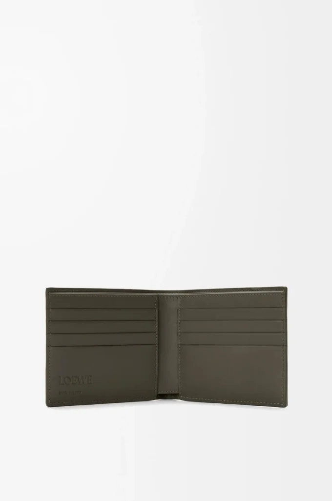 Puzzle bifold plånbok i klassiskt kalvskinn Dark Khaki