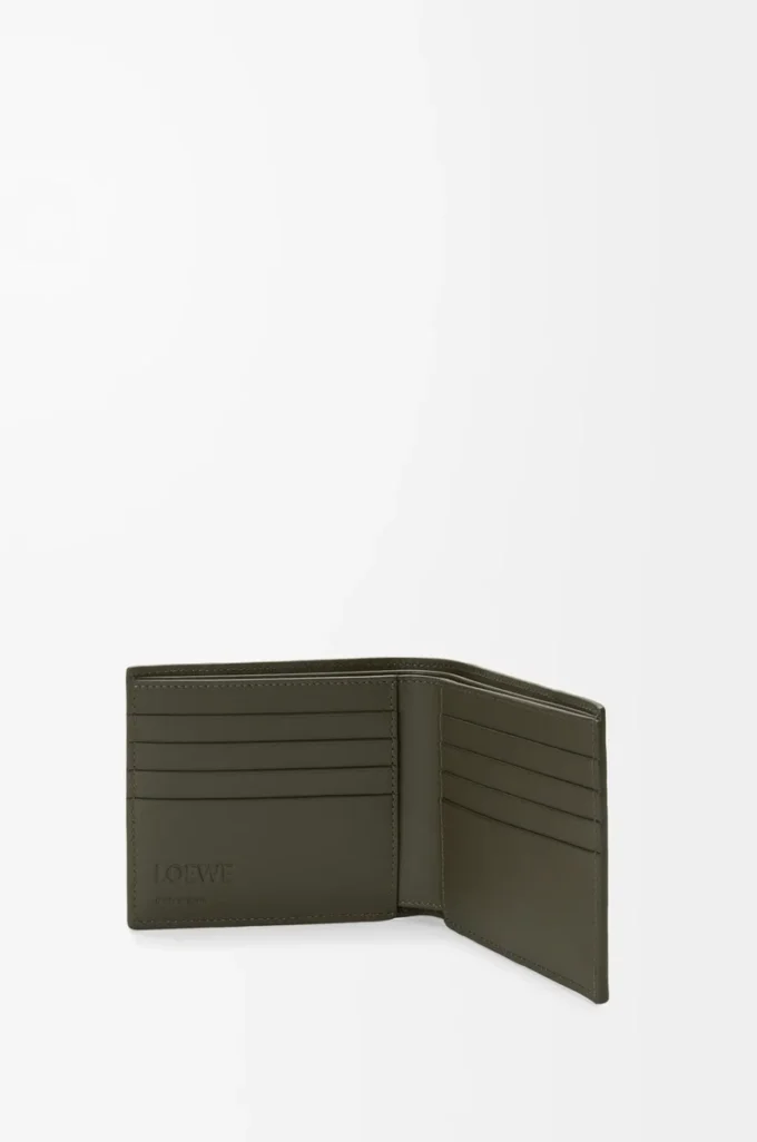Puzzle bifold plånbok i klassiskt kalvskinn Dark Khaki