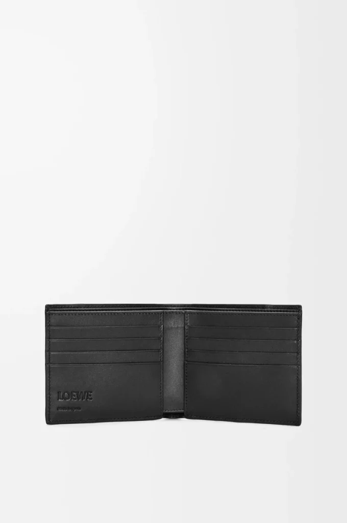 Puzzle bifold plånbok i klassiskt kalvskinn Svart