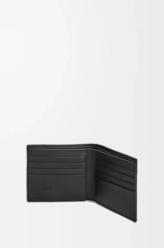 Puzzle bifold plånbok i klassiskt kalvskinn Svart
