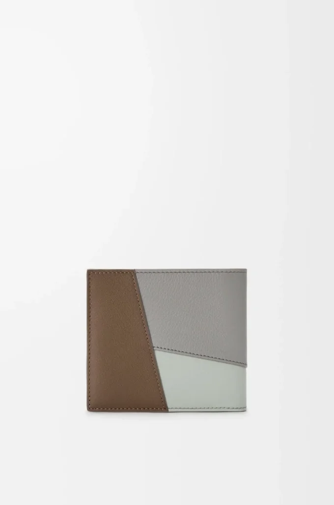 Puzzle bifold plånbok i klassiskt kalvskinn Winter Brown/Ash Grey