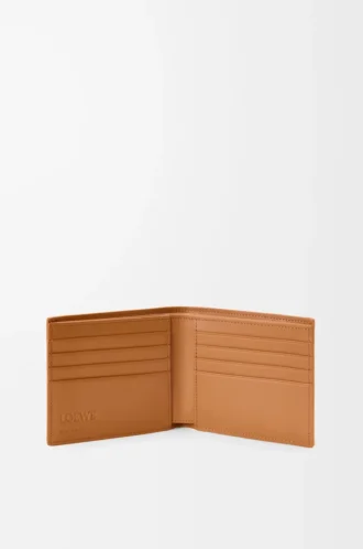 Puzzle bifold plånbok i mjukt kornat kalvskinn Ljus Canyonbrun