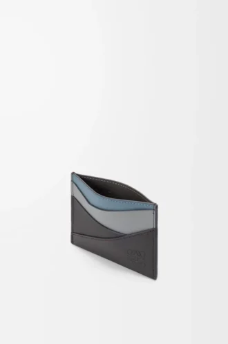 Puzzle kortfodral i klassiskt kalvskinn Asphalt Grey/Storm Blue