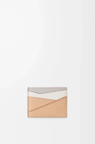 Puzzle kortfodral i klassiskt kalvskinn Ghost/Silky Beige