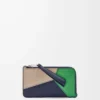 Puzzle myntkortshållare i klassiskt kalvskinn Sand/Tropisk grön