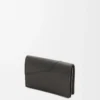 Puzzle-visitkortshållare i klassiskt kalvskinn Mörkgrå
